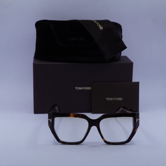 Tom Ford FT5951-B 052 Square Eyeglasses - Dark Havana 54mm - Picture 2 of 8